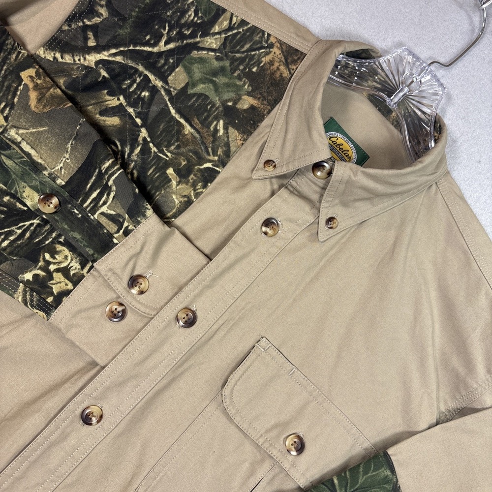 CABELAS - Men's Beige & Seclusion 3D Camo Trim Heavy Hunting Shirt -Medium NWT